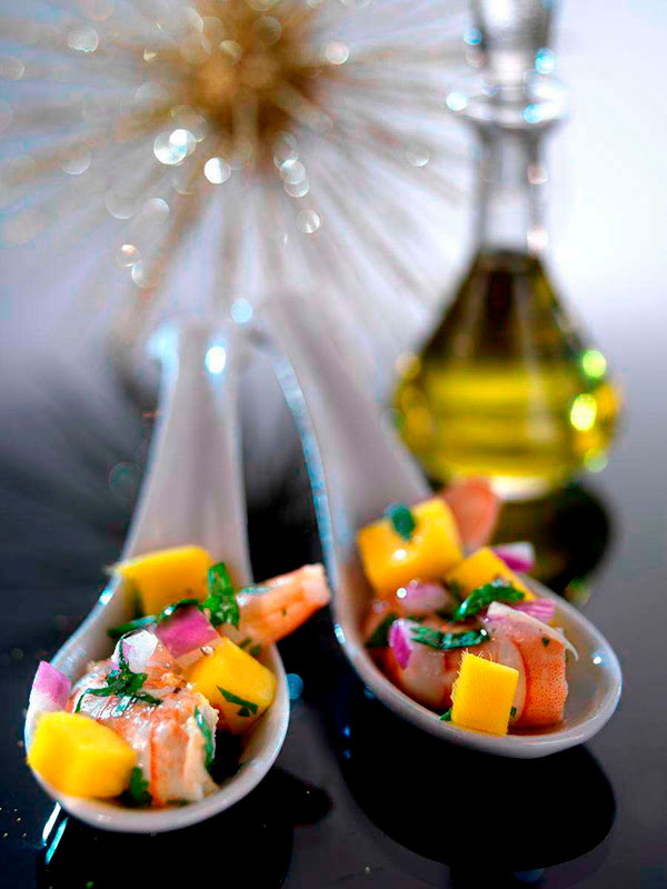 ceviche de langostinos con mango