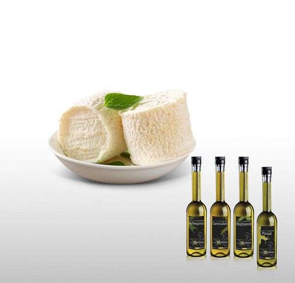 Quesos de cabra maridados con aceite de oliva virgen extra de la variedad picual