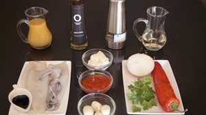 Ingredientes para el arroz con calamares