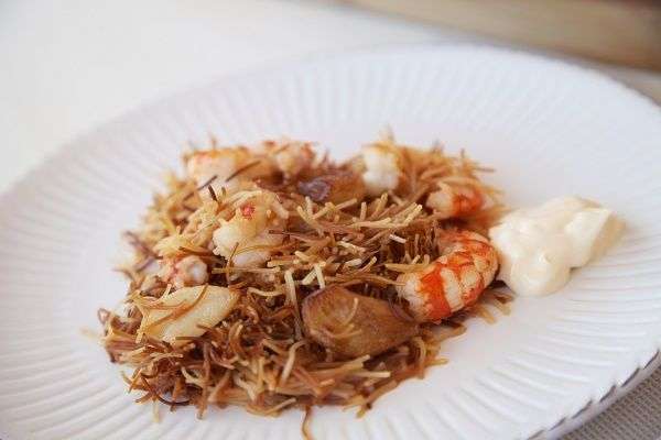 Fideos con gambas