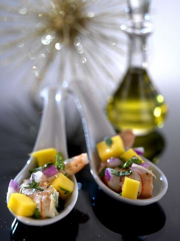 Ceviche de langostinos con mango