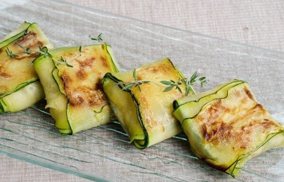 Raviolis de calabacín con gambas